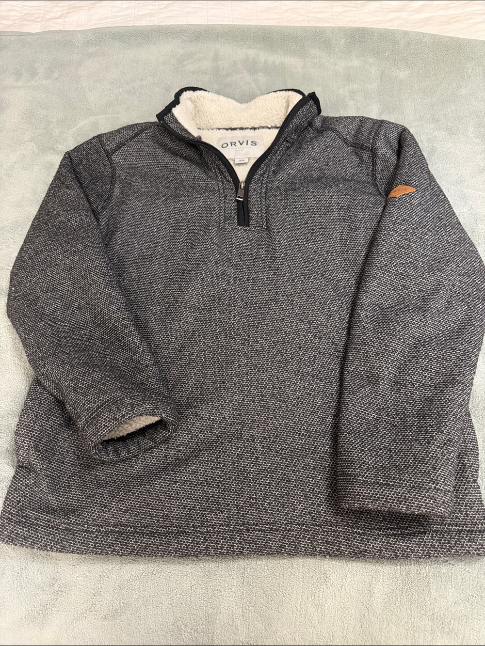 Orvis Men's Charcoal Heather Quarter-Zip Sherpa-Lined Pullover